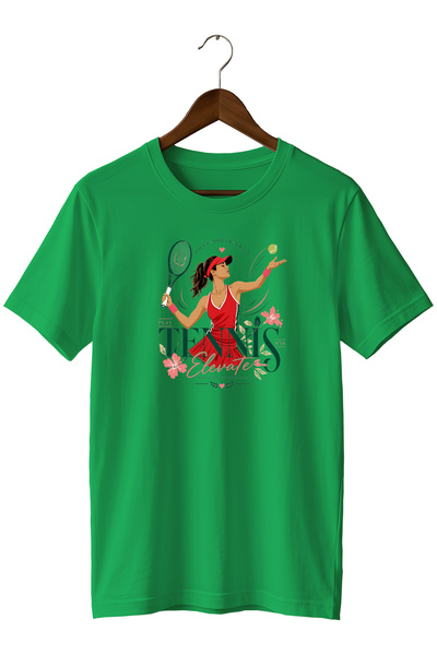 remonz Tennis Racket Printed T-Shirt Floral Sports T-Shirt