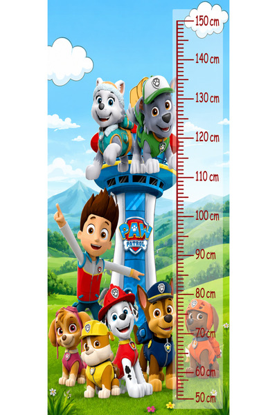 MaisonVelinCo Paw Patrol Çocuk Odası Yapışkanlı Boy Ölçer Duvar Stickerı