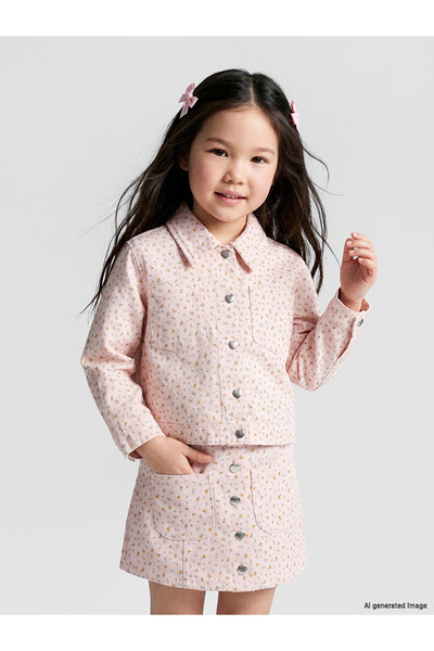 LC Waikiki Peak New Season Shirt Collar Girls Gabardine Jacket