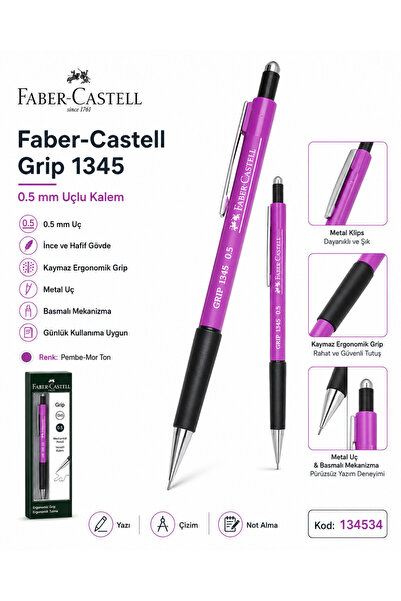 Faber Castell Faber-Castell 1345 0.5 mm Mekanik Uçlu Kalem – Ergonomik Kaymaz...