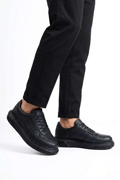 Zerenyus Zrc075 High Quality Thick Sole Lace-Up Men's Sneaker Black