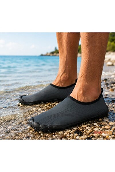 SHOPIENS Pantofi de apă pentru bărbați, gri antracit, model surfing, talpă TP...