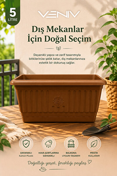 VENİV Dekoratif Antik İç Dış Mekan Saksısı 5 Litre 1 Adet