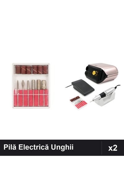 NAİLS Set 2 Pile Electrice Profesionale Manichiură Pedichiură 35000 RPM Rose ...