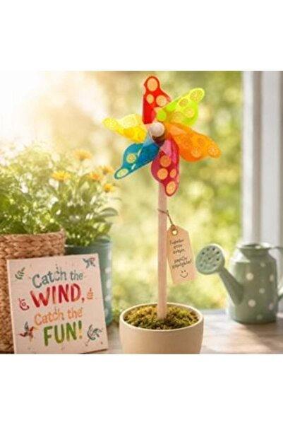 Jumbo Moară de vânt decorativă colorată cu model de lămâi 32 cm