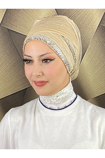 BUTİKAMBAR شال سهرة مطرز بشريط سميك