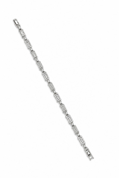 Balenbi Jewelry Anti-Tarnish Steel Stone Detailed Grek Patterned Silver Color...
