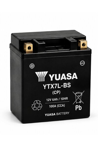 Yuasa YTX7L-BS (CP) 12V 6Ah 100A AGM Bakımsız Motosiklet Aküsü 125CC'ler İçin