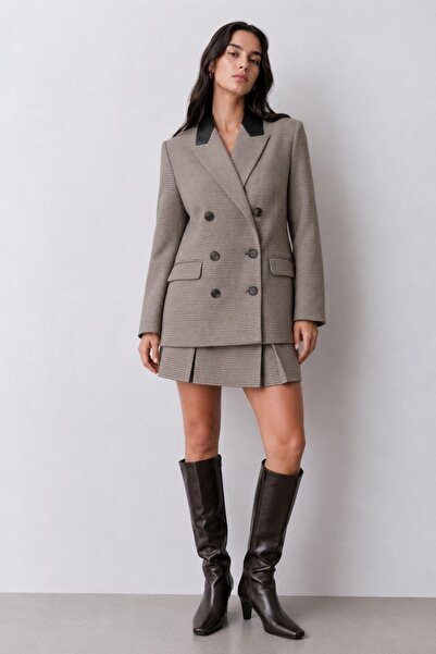 TIFFANY&TOMATO Kruvaze Yaka Ekose Blazer Ceket