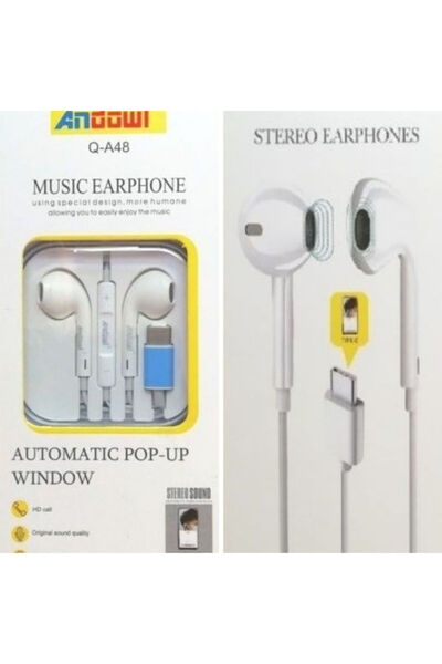 Andowl Q-A48 Ακουστικά ψείρες handsfree με υποδοχή USB-C Λευκά