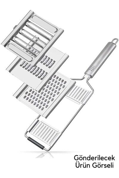 Ufak Tefek Şeyler Stainless Steel 3-Blade Grater Set Replaceable Mandoline Slicer and Vegetable Chopper