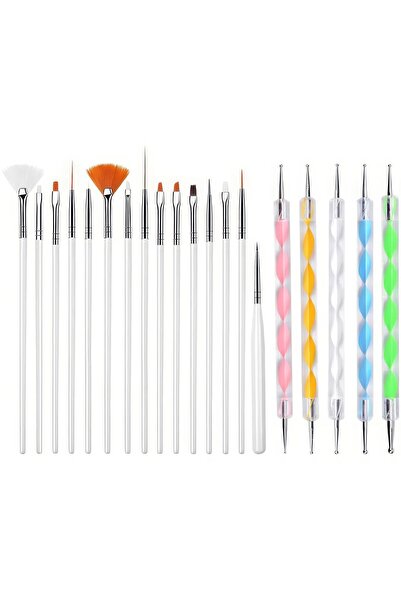 Chavin 20 Parça Kendin Yap Nail Art Kalemi Tırnak Süsleme Fırça ve Dot Seti m...