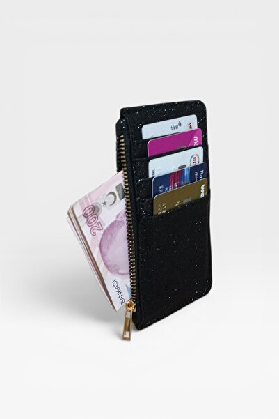EG BAGS Luméa Siyah Simli Kadın Kartlık