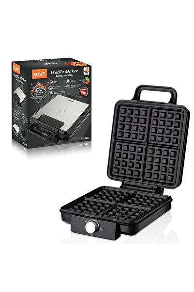 raf Electric Waffle Maker, 4 Slice Non-Stick Belgian With Adjustable Temperat...