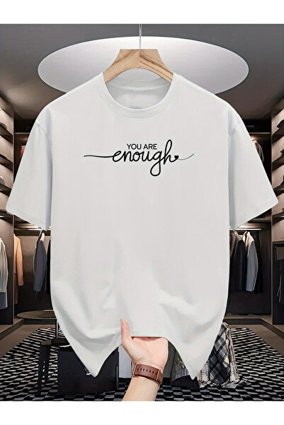 1001moda Men's 180G Pure Cotton "You Are Enough" T-Shirt - Soft Breathable Ro...