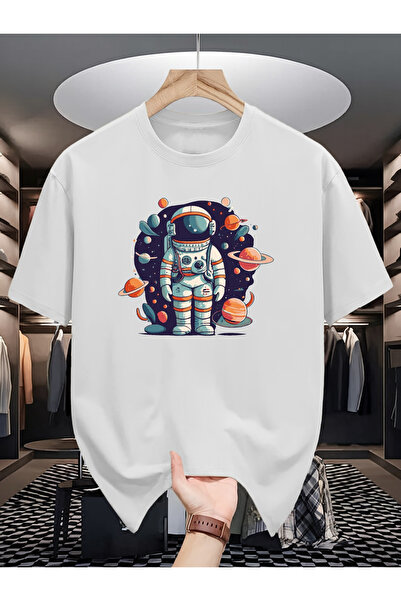 1001moda Men's 180g Pure Cotton Spaceman and Celestial Print T-Shirt - Breath...