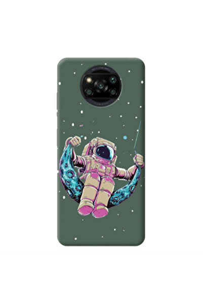 Other Xiaomi Poco X3 Pro Astronaut swinging on the moon Dark Green Colored Si...