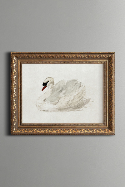 epiqart Silent Swan - Vintage Patterned Painting - Thick Model