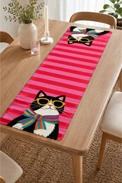 Befahomes KEDİ DESENLİ RUNNER AMERİKAN SERVİS SUNUMLUK