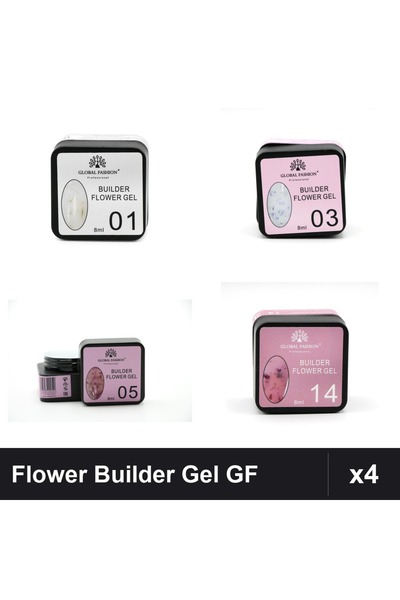 global fashion Set 4 Flower Builder Gel 8ml Nr.01 Nr.03 Nr.05 Nr.14 Construct...