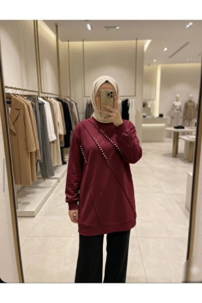 azramfashıon tekstil Women's Sequined Hijab Tunic with Pearls