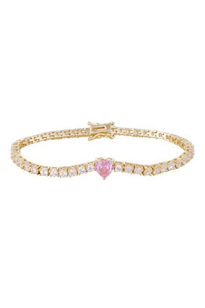 SaraQabi Elegant 18K Gold-Plated Red Zircon Bracelet - Handmade Micro-Inlay D...