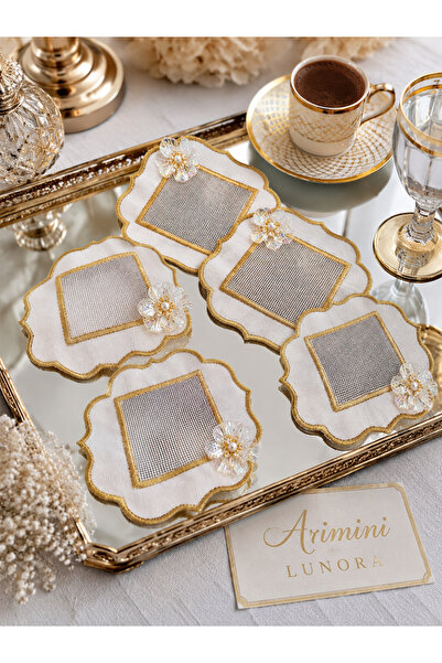 Arı Bebe Stylish 6-Piece Brooch Napkin Specially Designed for Your Coffee Pre...
