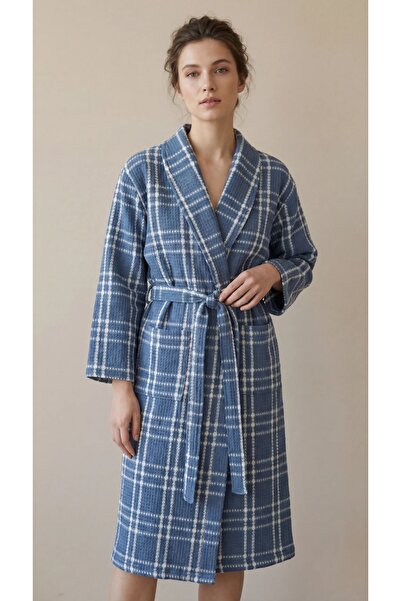 Vintero Home Summer Striped 100% Cotton Pique Bathrobe – Shawl Collar
