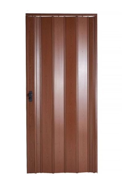 Sarpaş Dekor Sarpaş Akordiyon Kapı 67x186 Ceviz Camsız Kalın Kapı Katlanır Akordeon Pvc Anahtar Kilitli