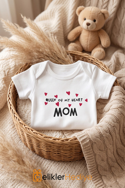 ÇELİKLER HEDİYE قميص نوم للأطفال مطبوع عليه Queen of My Heart Mom، مصنوع من ا...