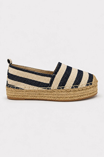 Suren bysrnshoes Best Çizgi Detaylı Keten Kadın Espadril Ayakkabı