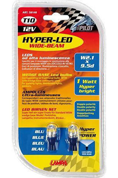 Lampa Λάμπες Αυτοκινήτου & Μοτοσικλέτας Υπερ-LED Ισχύος 2 Μπλε T10 LED Κόκκιν...