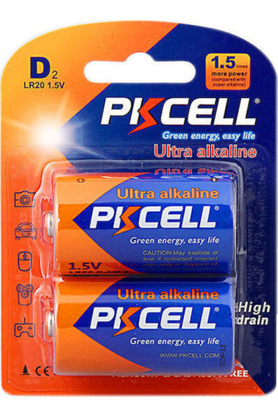 PKCELL Υπεραλκαλική Μπαταρία D 1.5V 2 τεμάχια