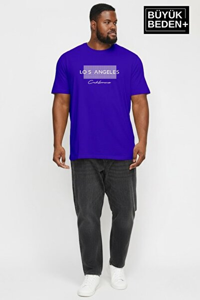 Superlife Men's Large Size Los Angeles Printed 3Xl-6Xl Crew Neck T-Shirt Spr2...