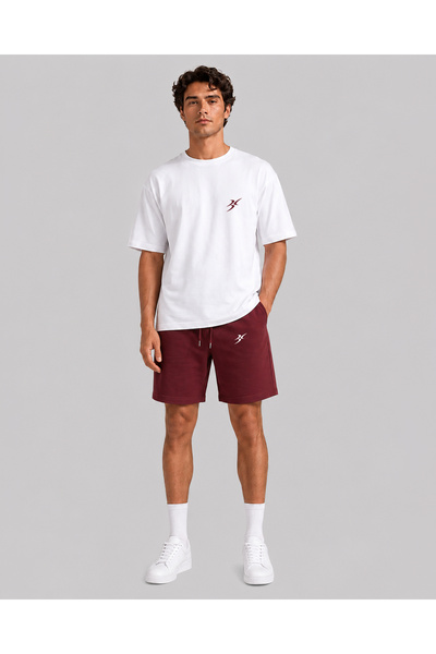 BACKLAİN Mod Style Logo Men's Oversize 2-Piece Set Shorts 100% Cotton Comfort...