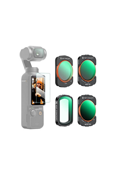 K&F CONCEPT Osmo Pocket 4 için Filtre Seti (UV/CPL/ND2-32 ND32-512) - Ekran K...