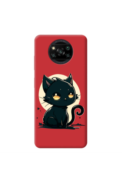 Other Xiaomi Poco X3 /X3 Pro Black Cat Red Colored Silicone TPU Θήκη