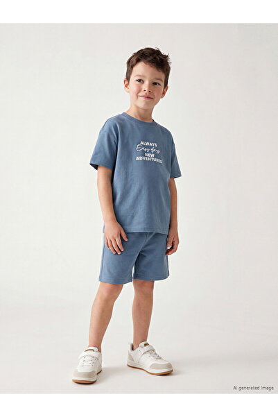 LC Waikiki طقم LCW Kids للأولاد بطبعة إنديجو