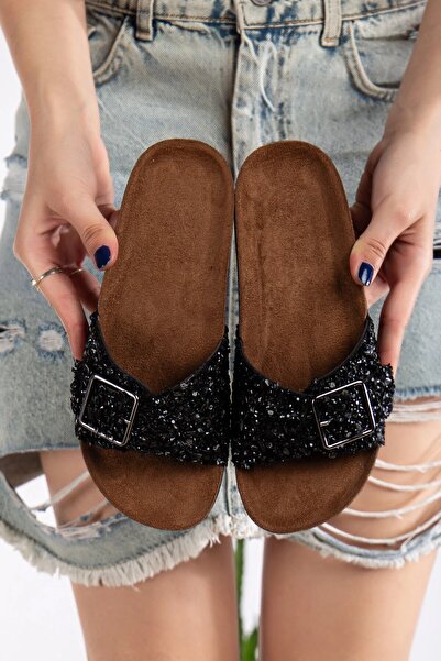 Pienn Summer Women's Orthopedic Stone Black Slippers