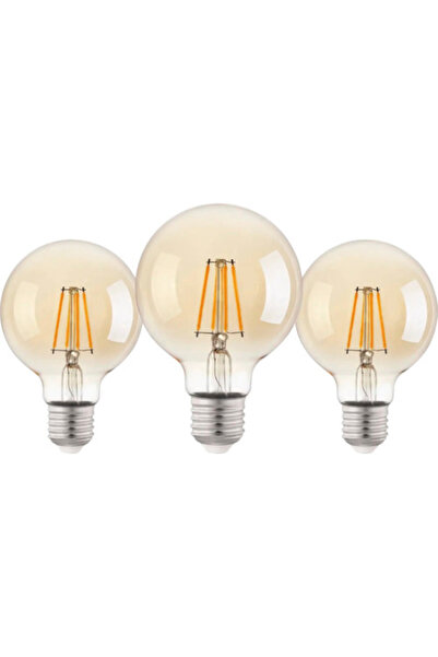 OEM Set 3 becuri vintage LED Eglo E27 4W 400 lumeni, glob G80, lumină neutră