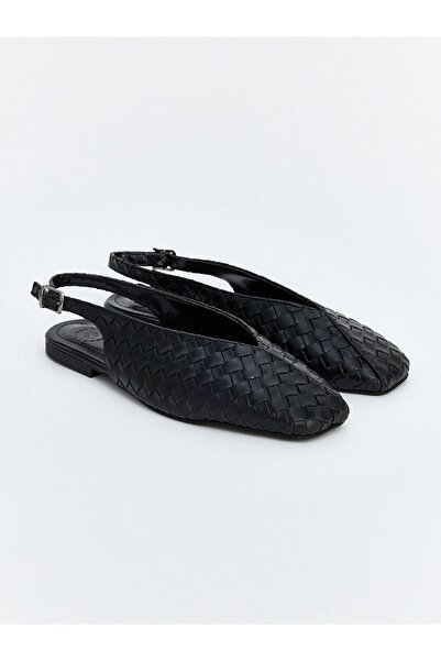 LC Waikiki Lcw Steps Black Leather Look Women's Ballerinas