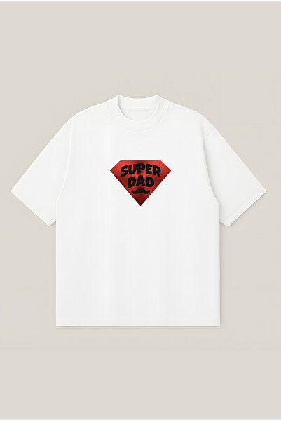 Moon Dancer Super Dad Printed Oversize Boxy Cut Unisex 100% Cotton Printed Ts...