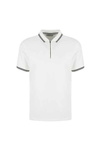 ALTINYILDIZ CLASSICS Ekru Erkek Slim Fit Şeritli Polo T-Shirt