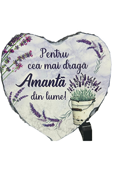 LimArt Placa decorativa ardezie in forma de inima, Lavanda, 14x13 cm - "Pentr...