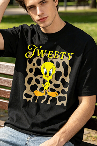 Fleck Casual Style T Shirts For Men Tweety Bird Cartoon Print Personalized Sh...