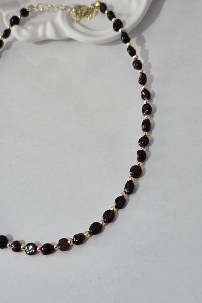 c-bhadu naturel Certified Amorphous Lal Granate Garnet Natural Stone Necklace