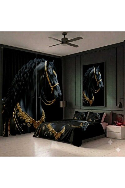 Elmas Dizayn 240*280 cm Double Wing 2 Pieces Background Curtain and 240*260 c...