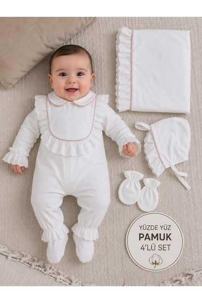 UrazTasarım 4'lü Yenidoğan Takım Set, 4'lü Tulum Set, Hastane Çıkışı