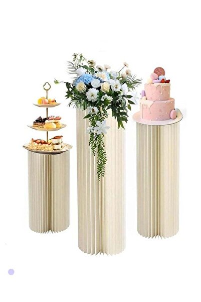 Generic Columns Pedestals Stands 3Pcs Set, Party Display Cake Stands for Part...