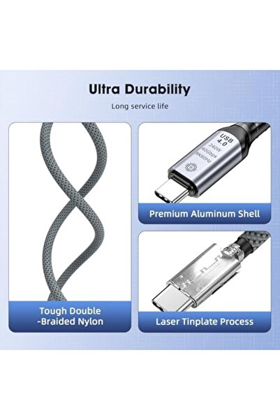 Yıldızan كابل تمديد من النوع C إلى النوع C USB4.0 بقوة 240 واط وسرعة 40 جيجاب...